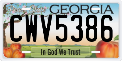GA license plate CWV5386