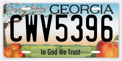 GA license plate CWV5396