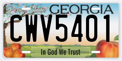 GA license plate CWV5401