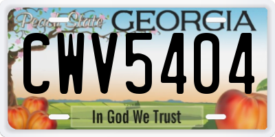 GA license plate CWV5404