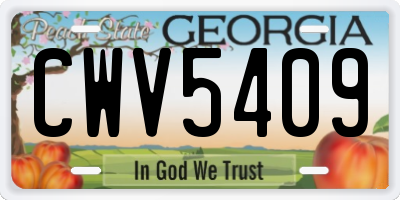 GA license plate CWV5409