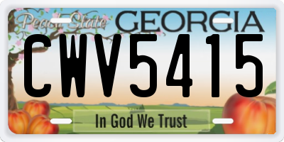 GA license plate CWV5415