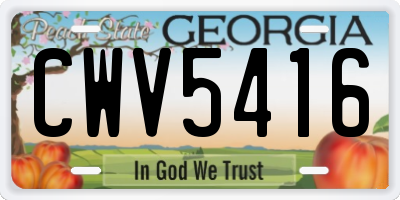 GA license plate CWV5416