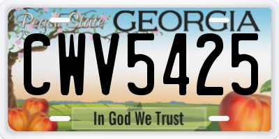 GA license plate CWV5425