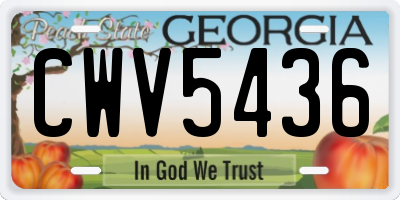 GA license plate CWV5436