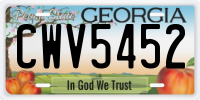 GA license plate CWV5452