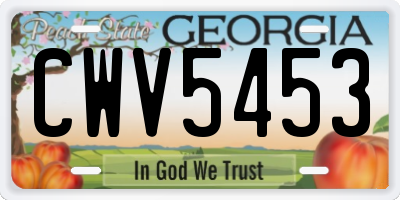 GA license plate CWV5453