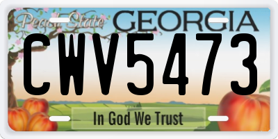 GA license plate CWV5473