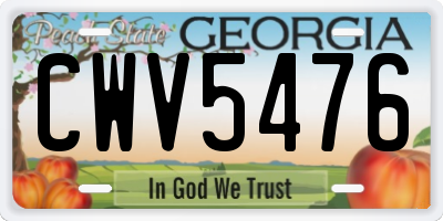 GA license plate CWV5476