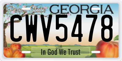 GA license plate CWV5478