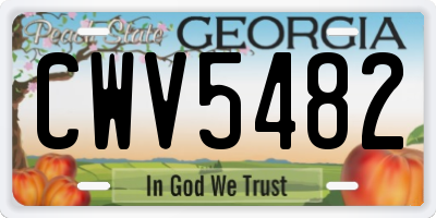 GA license plate CWV5482