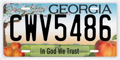 GA license plate CWV5486