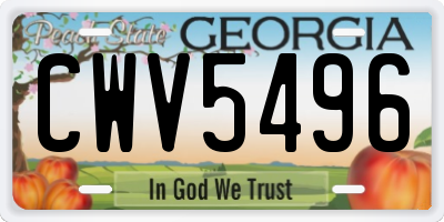 GA license plate CWV5496