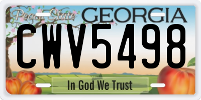 GA license plate CWV5498