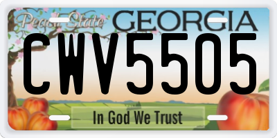 GA license plate CWV5505