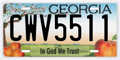 GA license plate CWV5511