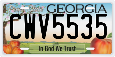 GA license plate CWV5535
