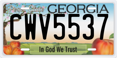 GA license plate CWV5537