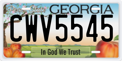 GA license plate CWV5545