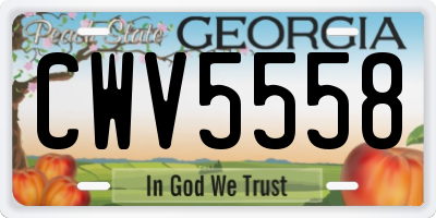 GA license plate CWV5558