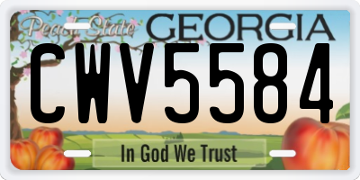 GA license plate CWV5584