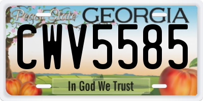 GA license plate CWV5585