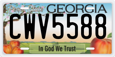 GA license plate CWV5588