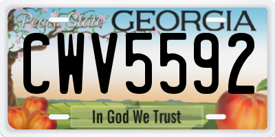 GA license plate CWV5592