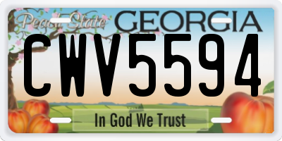 GA license plate CWV5594