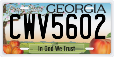 GA license plate CWV5602