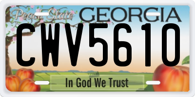 GA license plate CWV5610