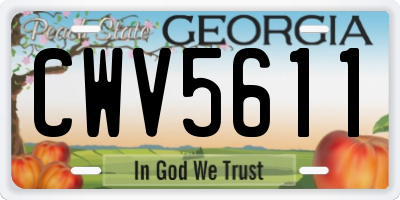 GA license plate CWV5611