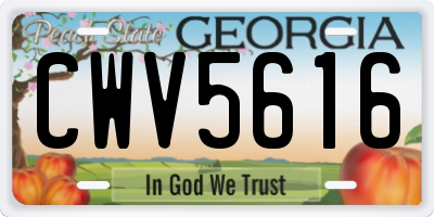 GA license plate CWV5616