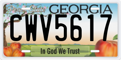 GA license plate CWV5617