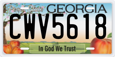 GA license plate CWV5618