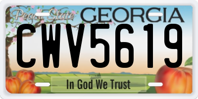 GA license plate CWV5619