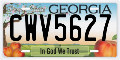 GA license plate CWV5627