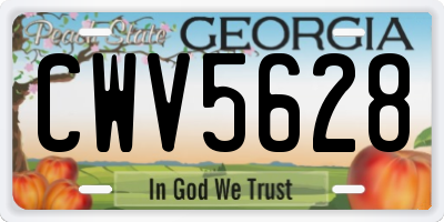 GA license plate CWV5628