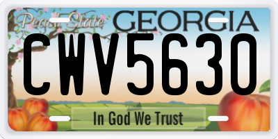 GA license plate CWV5630