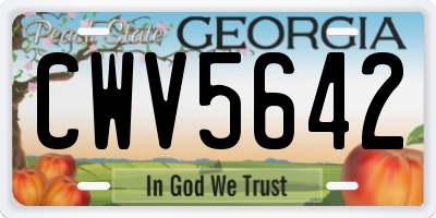 GA license plate CWV5642