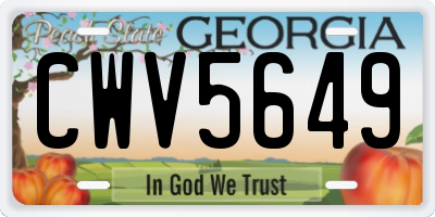 GA license plate CWV5649