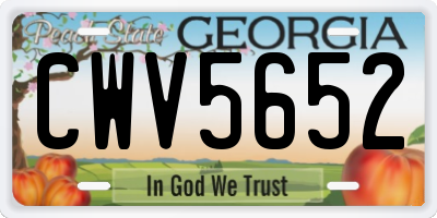 GA license plate CWV5652