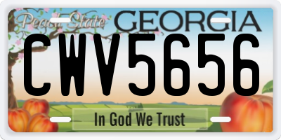 GA license plate CWV5656