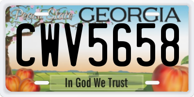 GA license plate CWV5658