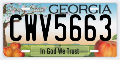 GA license plate CWV5663