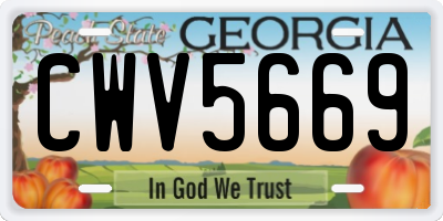 GA license plate CWV5669
