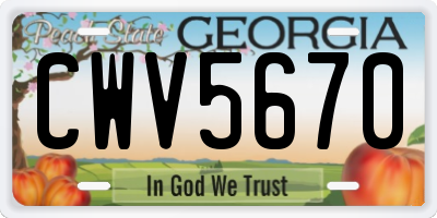 GA license plate CWV5670