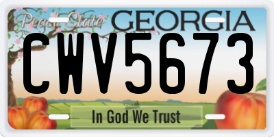 GA license plate CWV5673