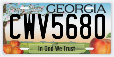 GA license plate CWV5680