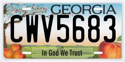 GA license plate CWV5683